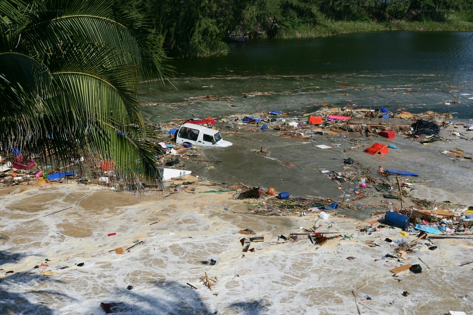 Debris washed ashore after storm