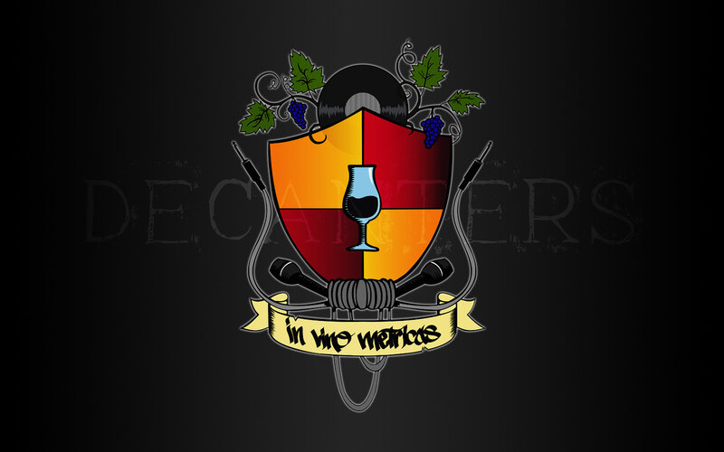 Decanters logo with wine and music