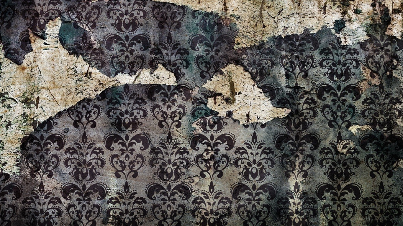 decaying damask wallpaper