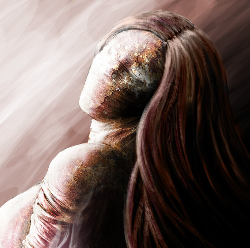 decaying figure with long hair