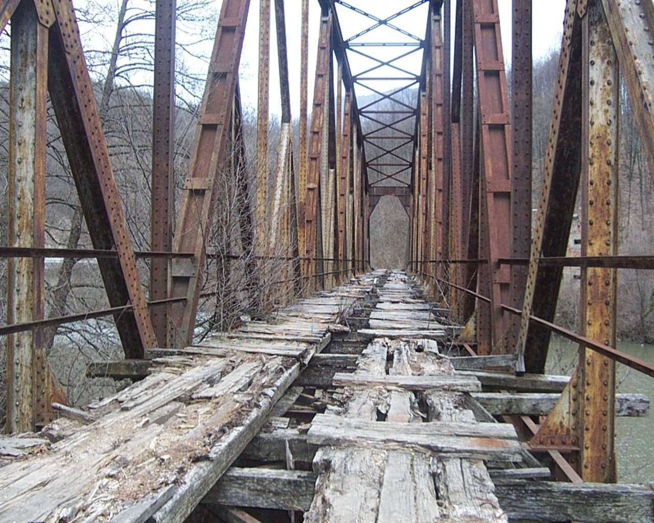 Decaying metal bridge