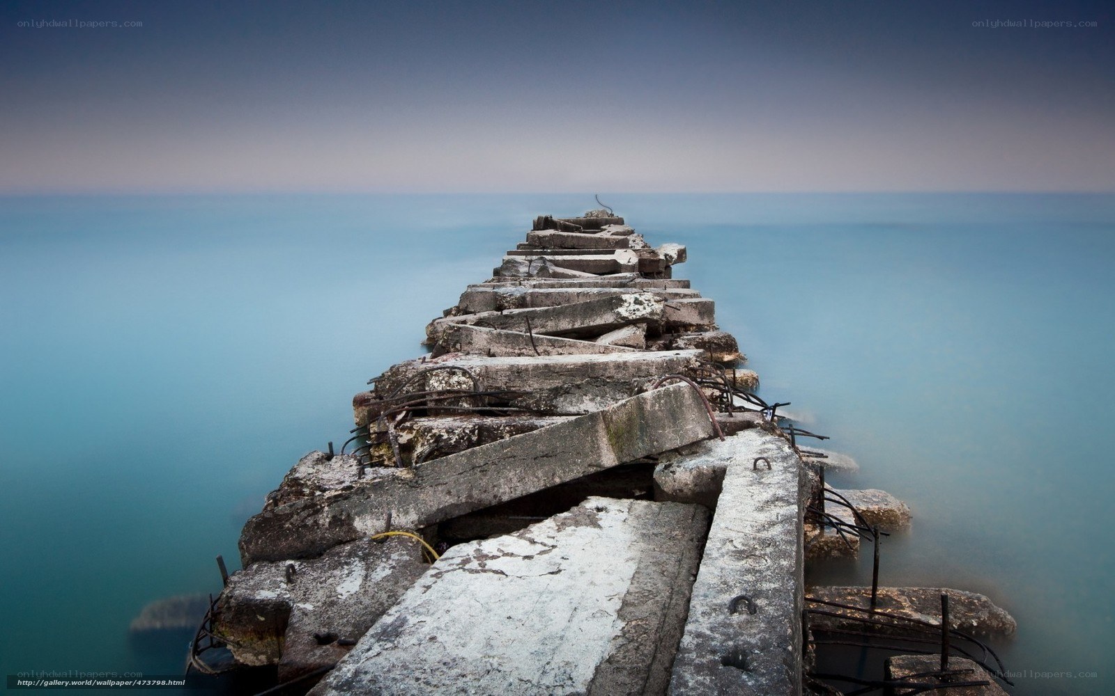 Decaying pier at sea