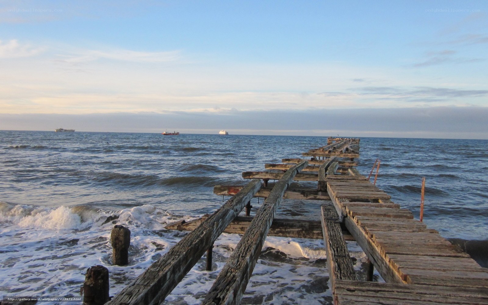 Decaying pier at sea