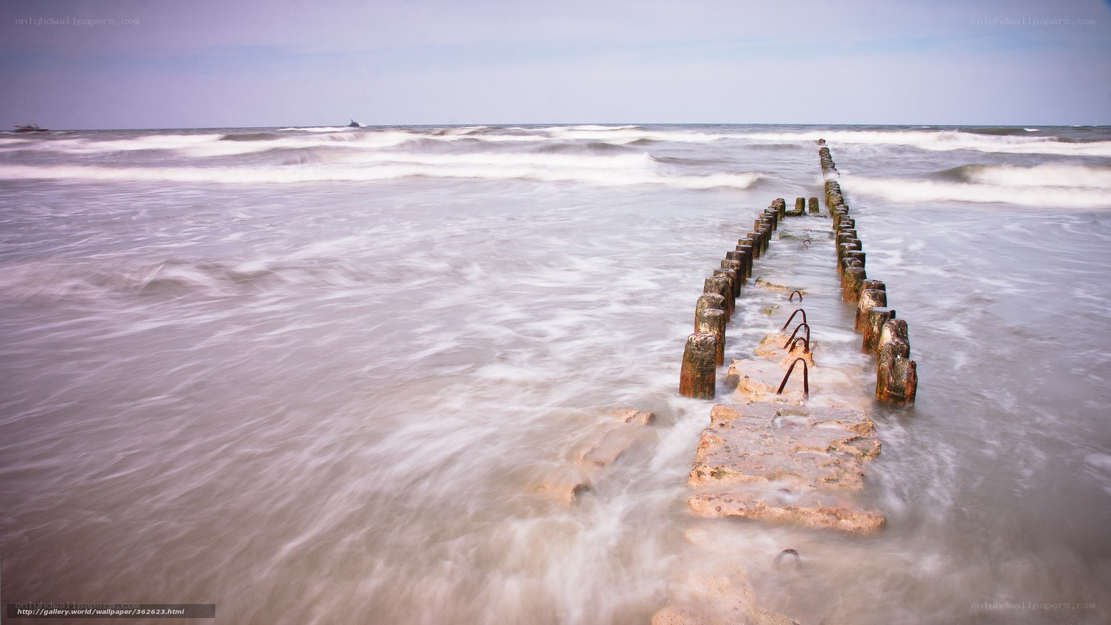 Decaying pier in the ocean