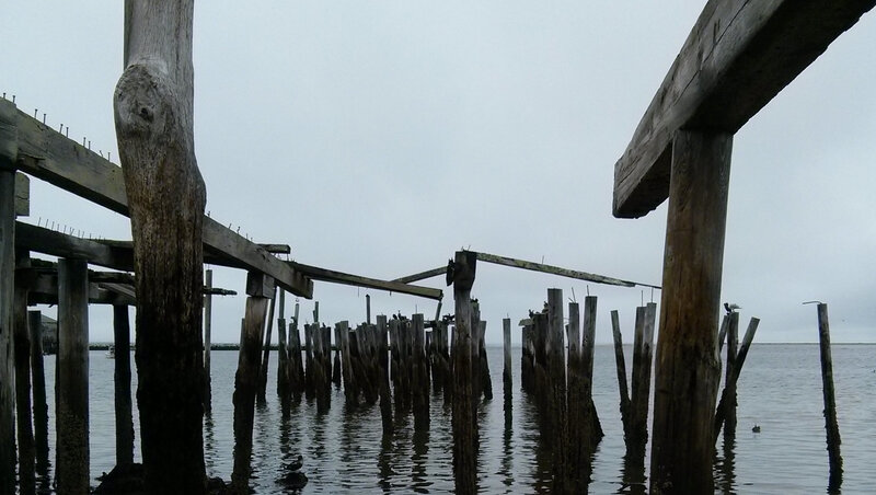 Decaying Wooden Pier — Gray, Dreary