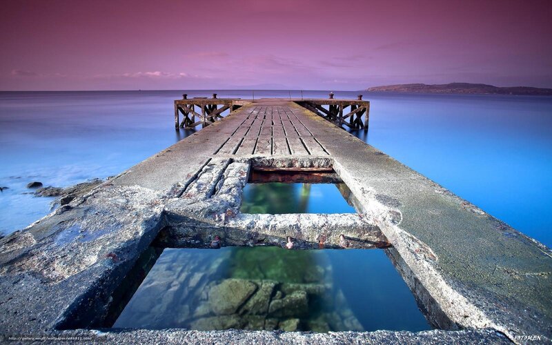 Decaying Wooden Pier — Purple, Serene, Sunset