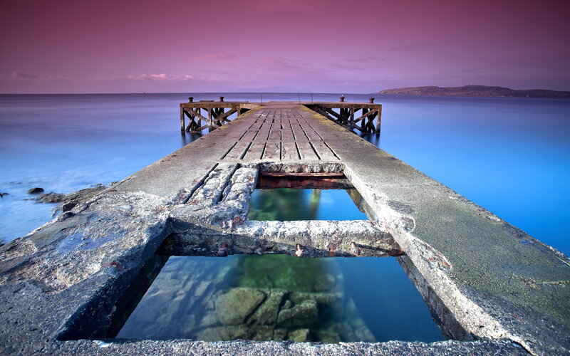 Decaying Wooden Pier — Purple