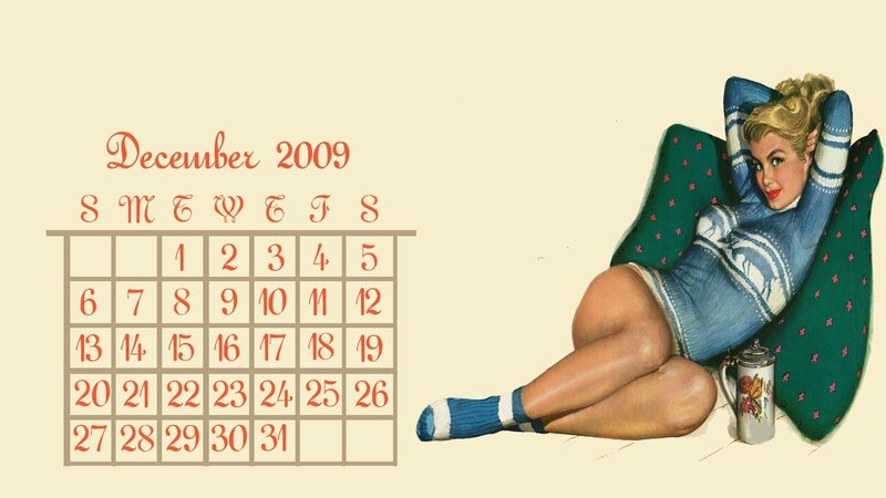 December 2009 calendar with pin-up girl
