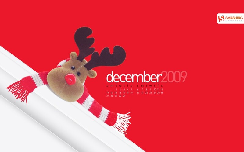 December 2009 calendar with reindeer