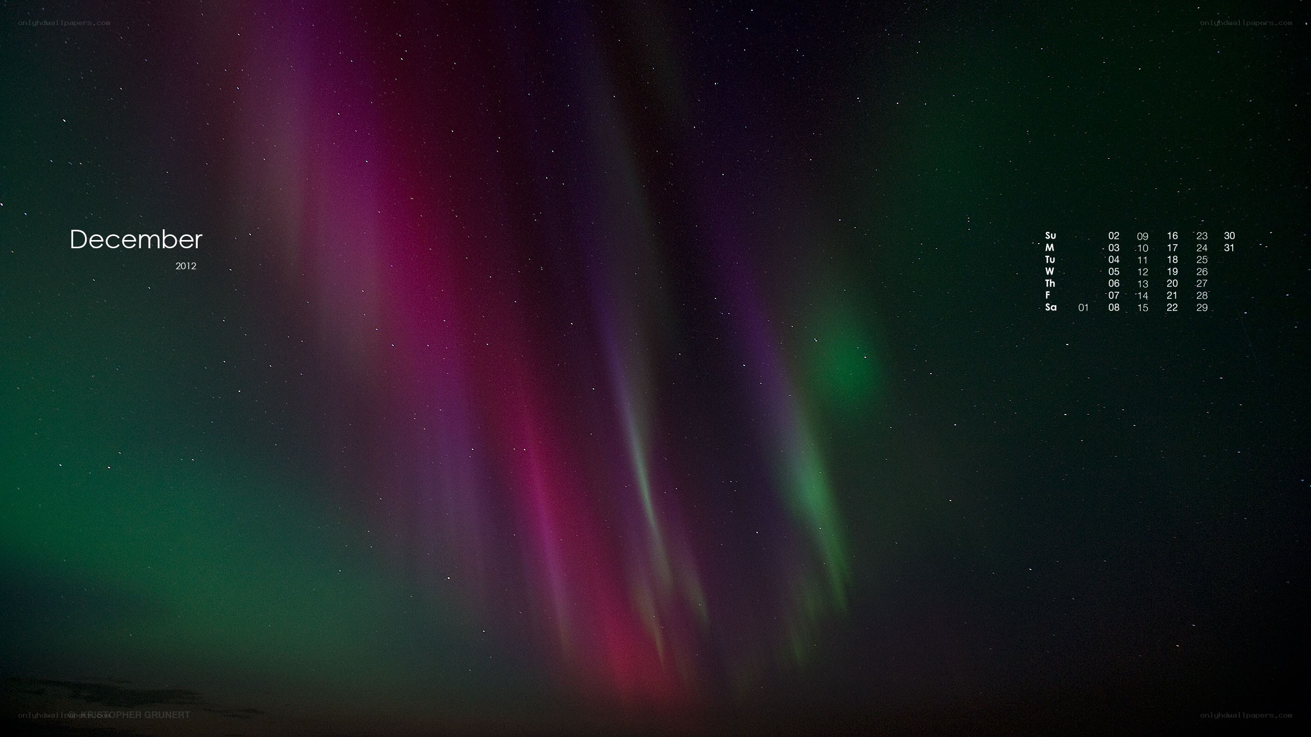 December 2012 aurora calendar