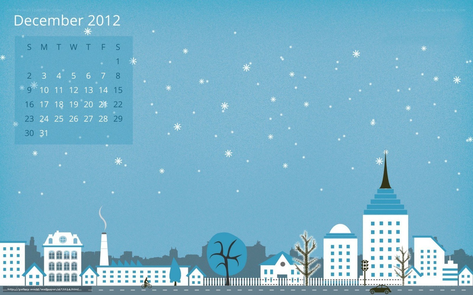 December 2012 calendar wallpaper