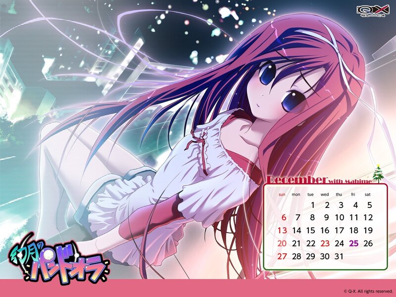 December calendar with anime girl