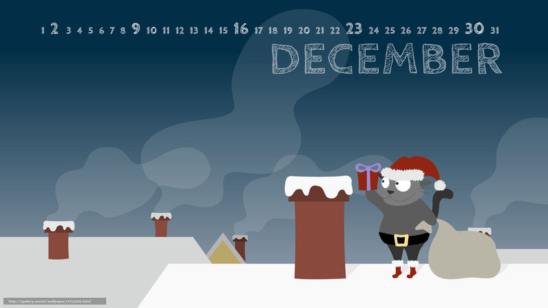 December calendar with cat