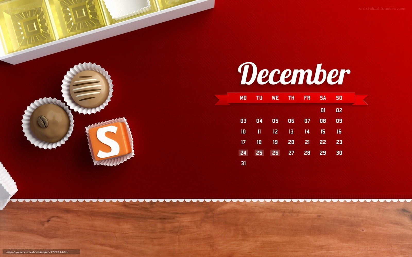 December calendar with chocolates