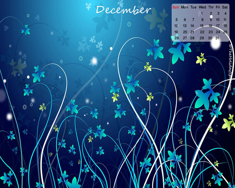 December calendar with floral design