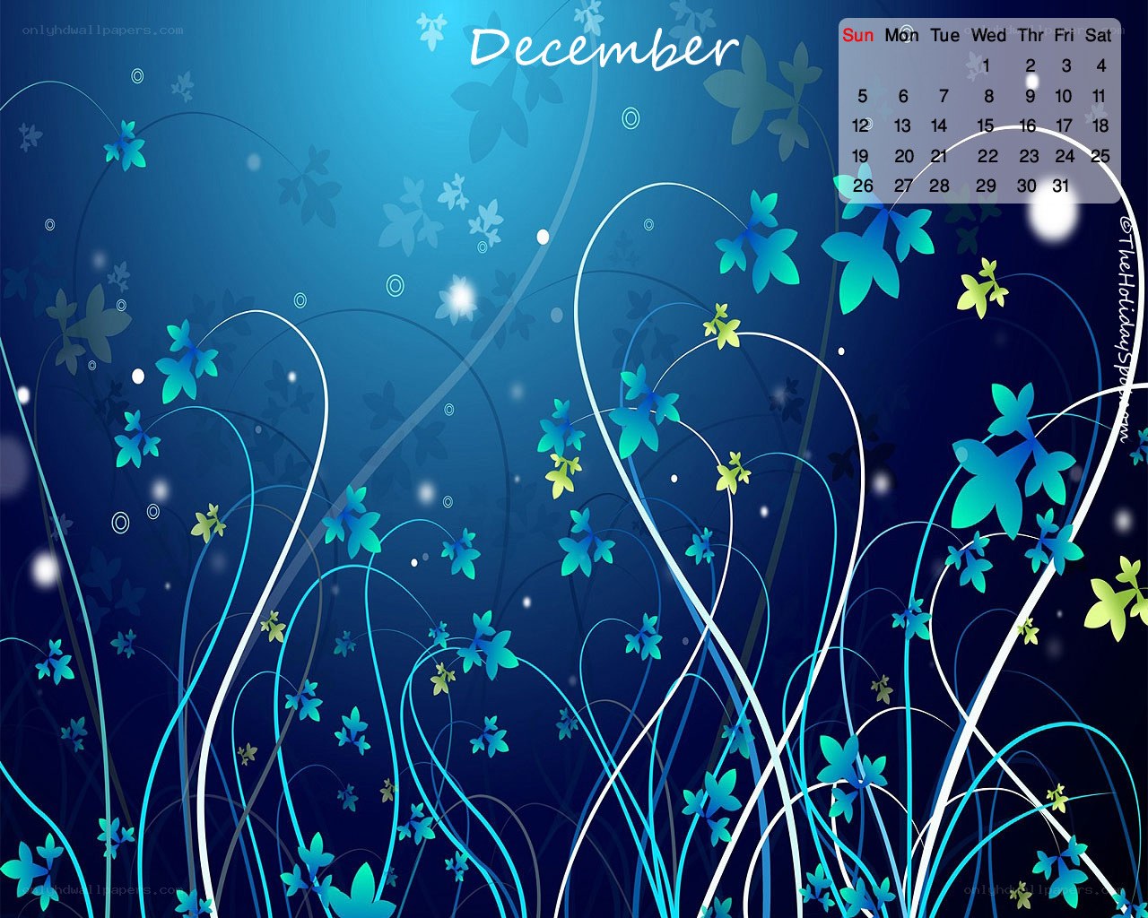 December calendar with floral design