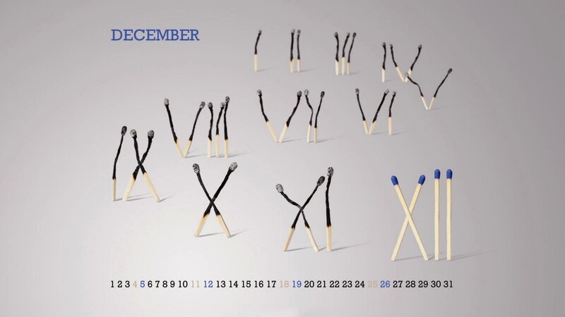 December calendar with matchsticks