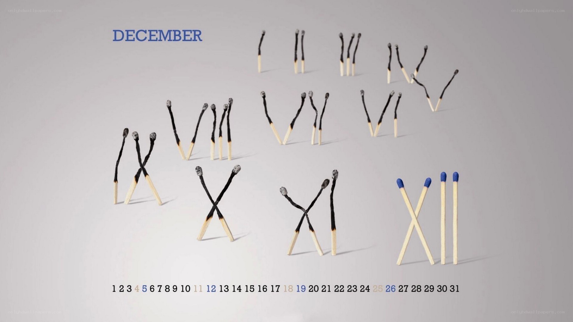 December calendar with matchsticks