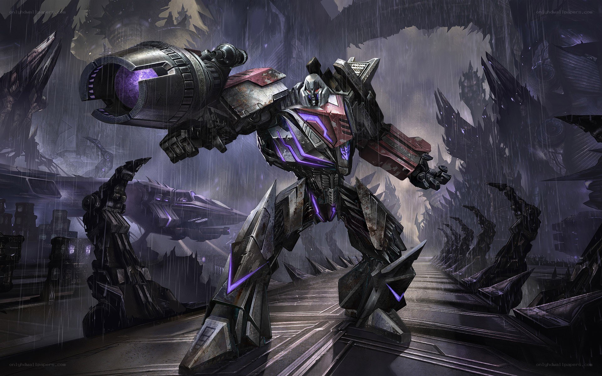 Decepticon robot in a dark corridor