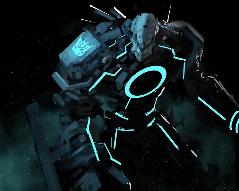 Decepticon robot in dark space
