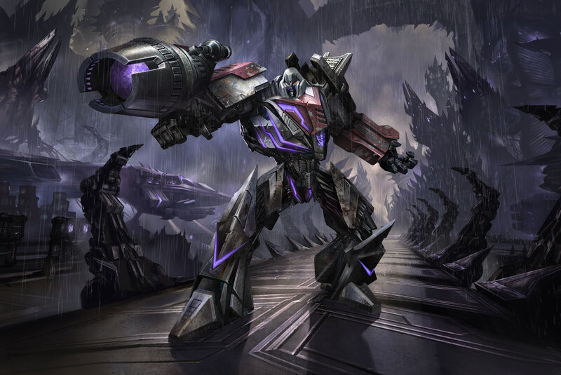 Decepticon robot in rainy ruin