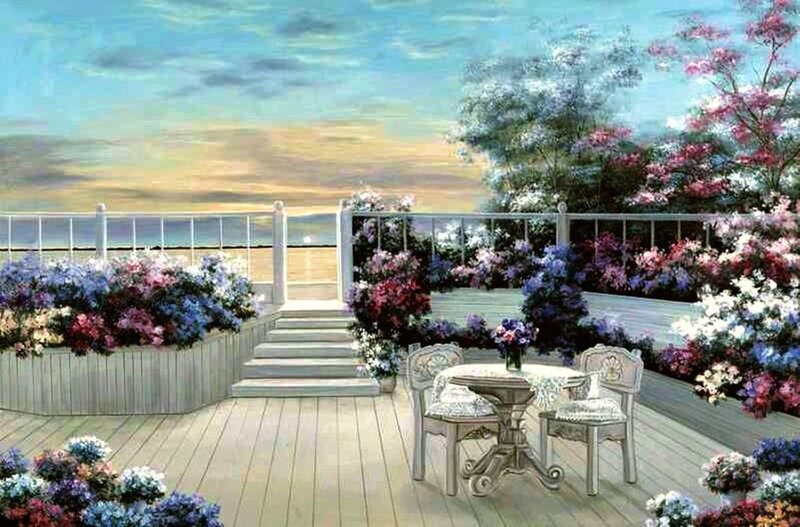 Deck with Flowers and Table