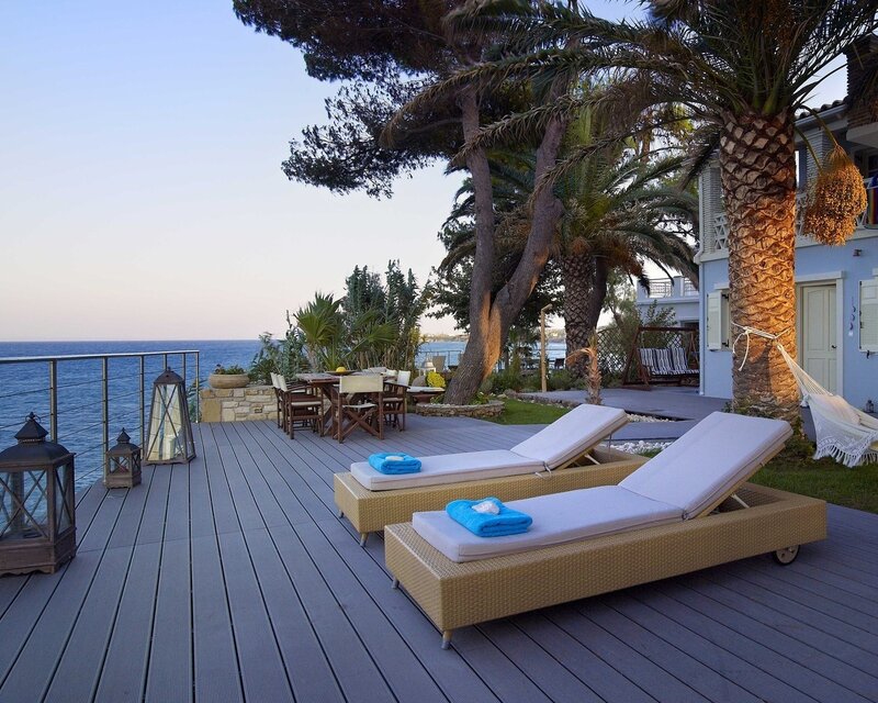 Deck with Lounge Chairs — Blue, Serene