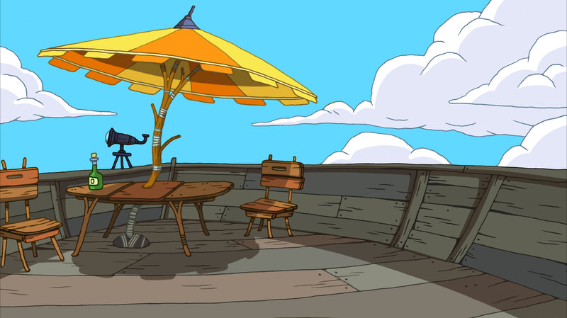 deck with umbrella and telescope