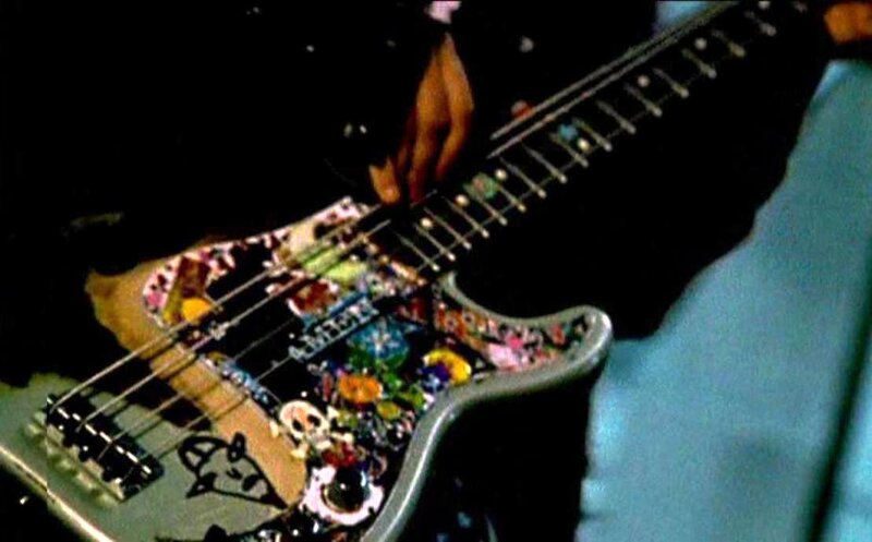 decorated bass guitar