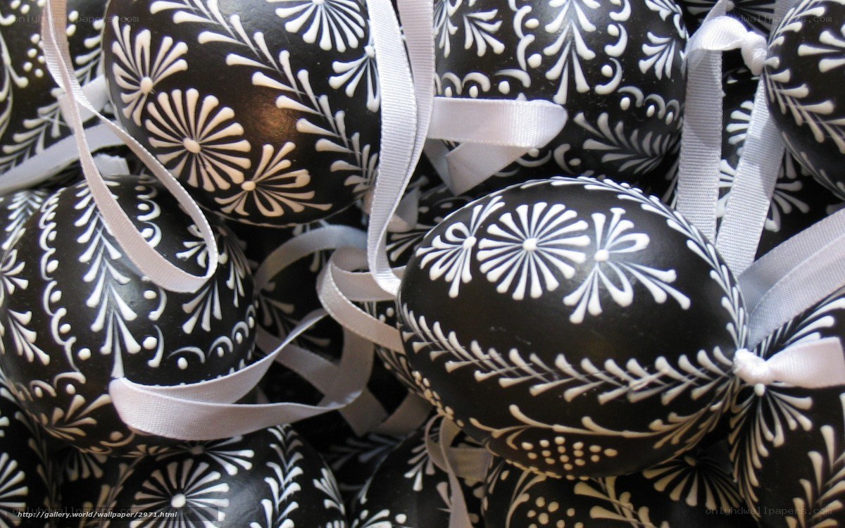 decorated black and white eggs