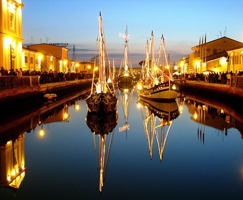 Decorated Boats in Canal