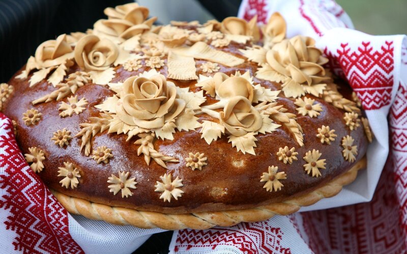 decorated bread with floral patterns