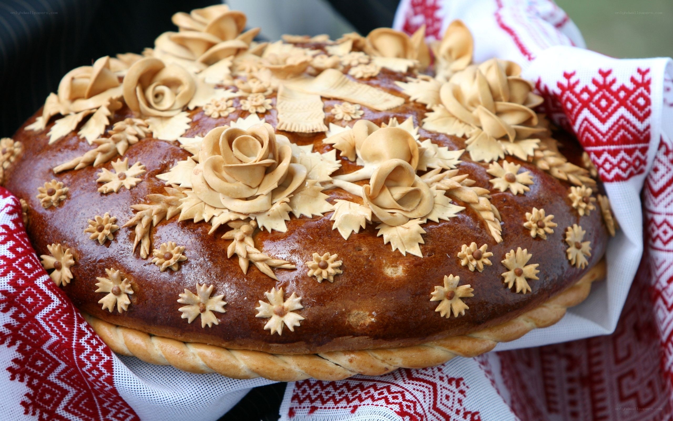 decorated bread with floral patterns