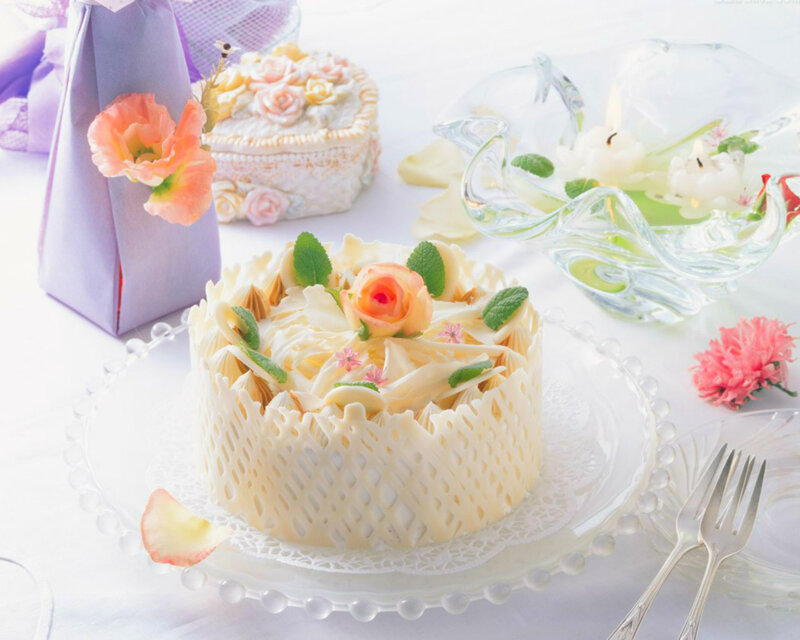 Decorated Cake on Table — White