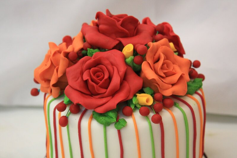 Decorated Cake with Flowers — Red