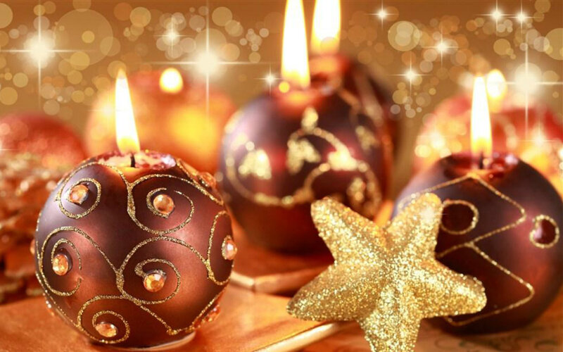Decorated Candles and Ornament — Gold