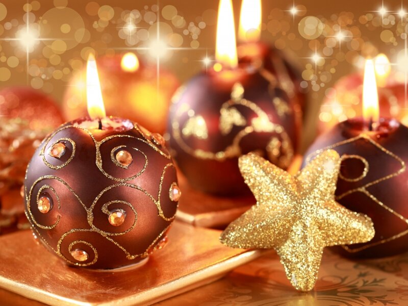 Decorated Candles and Star — Brown