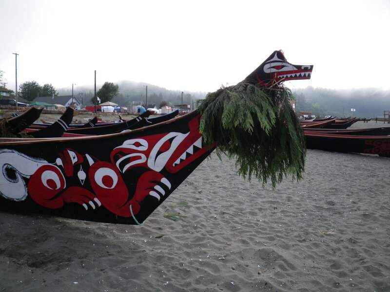 Decorated Canoe on Beach