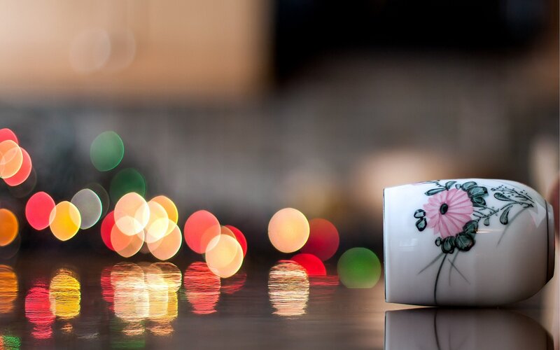 Decorated Ceramic Cup — White