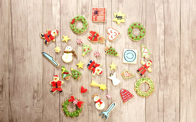 Decorated Christmas Cookies — Green, Festive, Winter, Photograph
