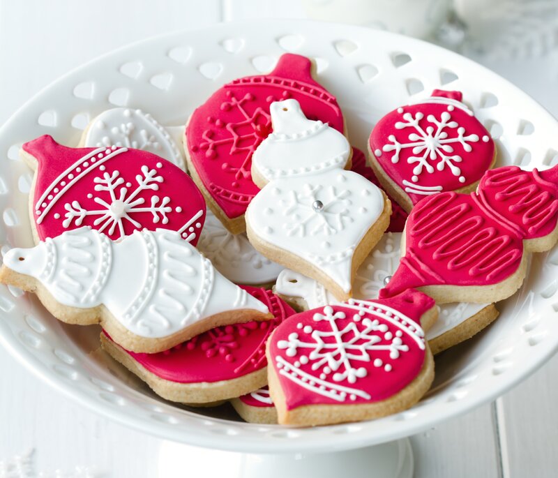 Decorated Christmas Cookies — Red, Festive