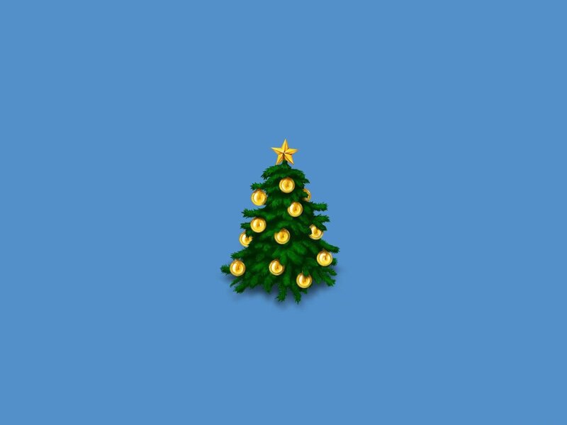 Decorated Christmas Tree — Blue, Festive, Digital Art