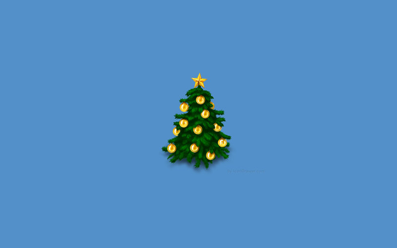 Decorated Christmas Tree — Blue, Festive, Winter, Digital Art