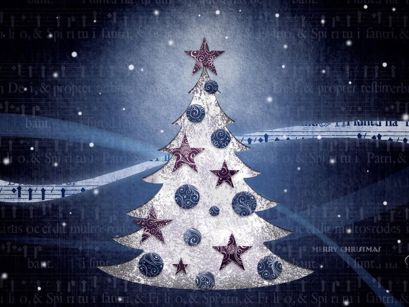 Decorated Christmas Tree — Blue, Festive, Winter, Illustration