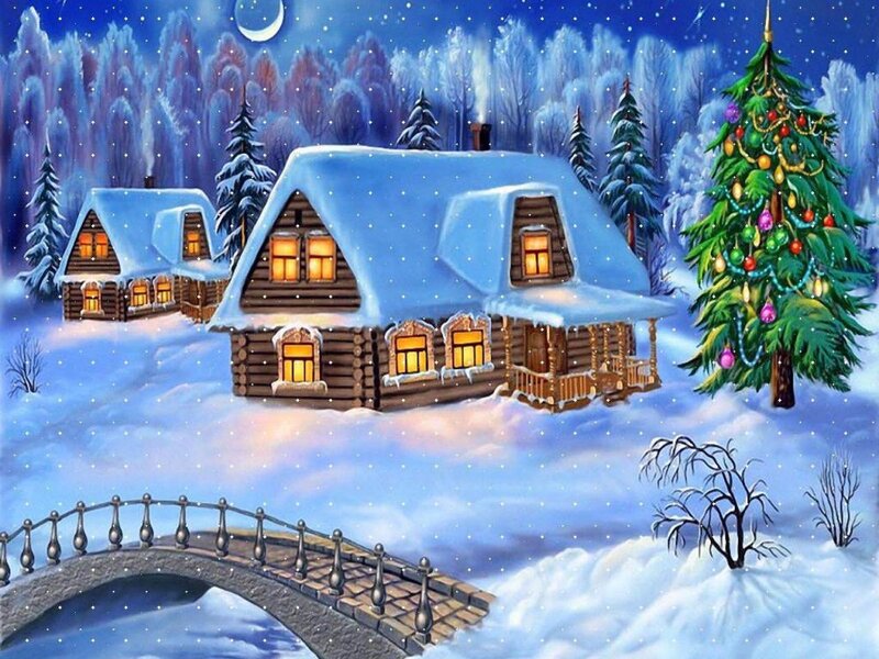 Decorated Christmas Tree — Blue, Peaceful