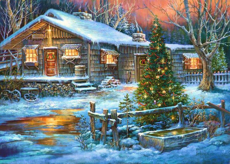 Decorated Christmas Tree — Blue, Peaceful, Winter