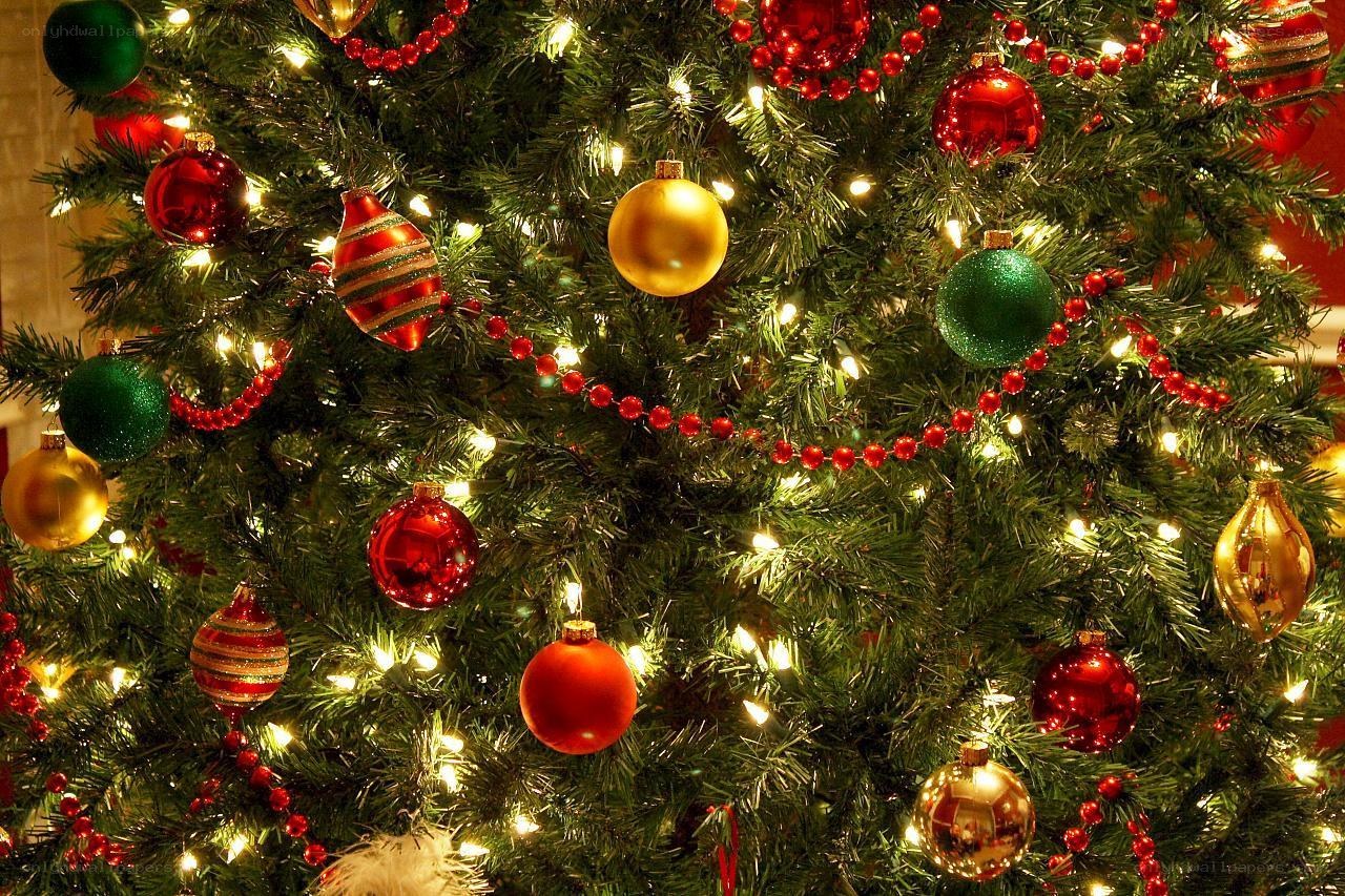 decorated christmas tree close-up