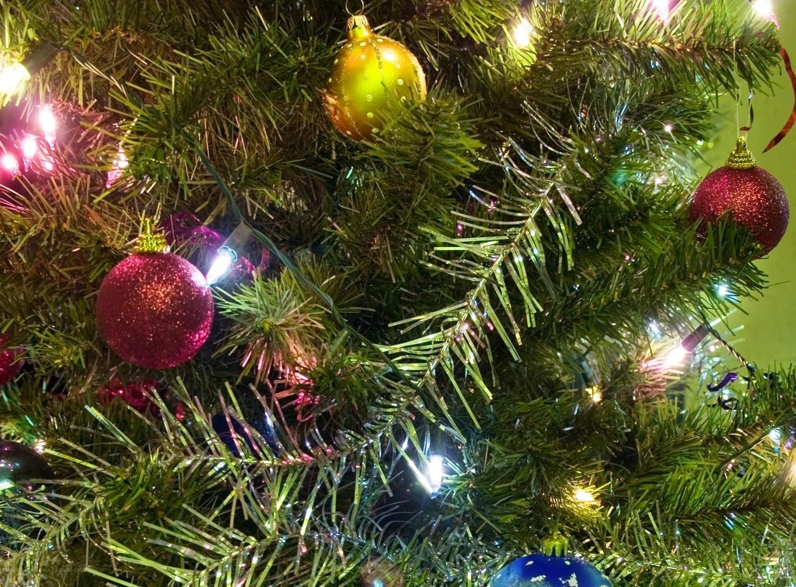 Decorated Christmas tree close-up