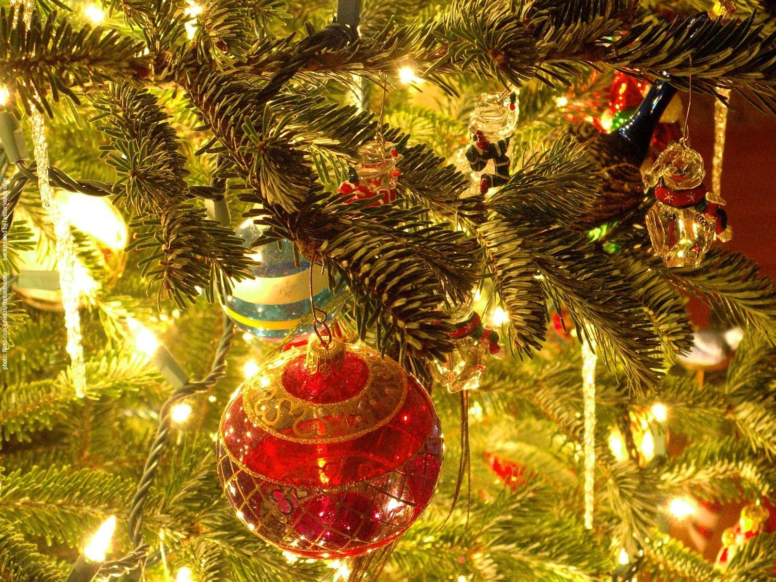 Decorated Christmas tree close-up