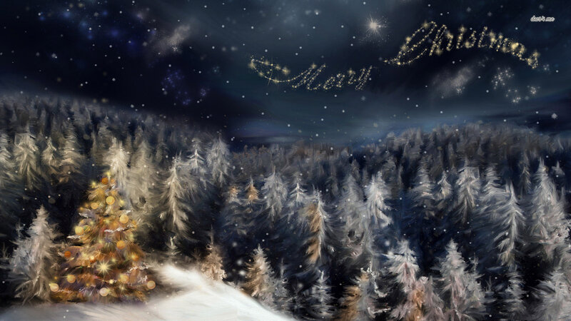 Decorated Christmas Tree — Dark Blue, Serene
